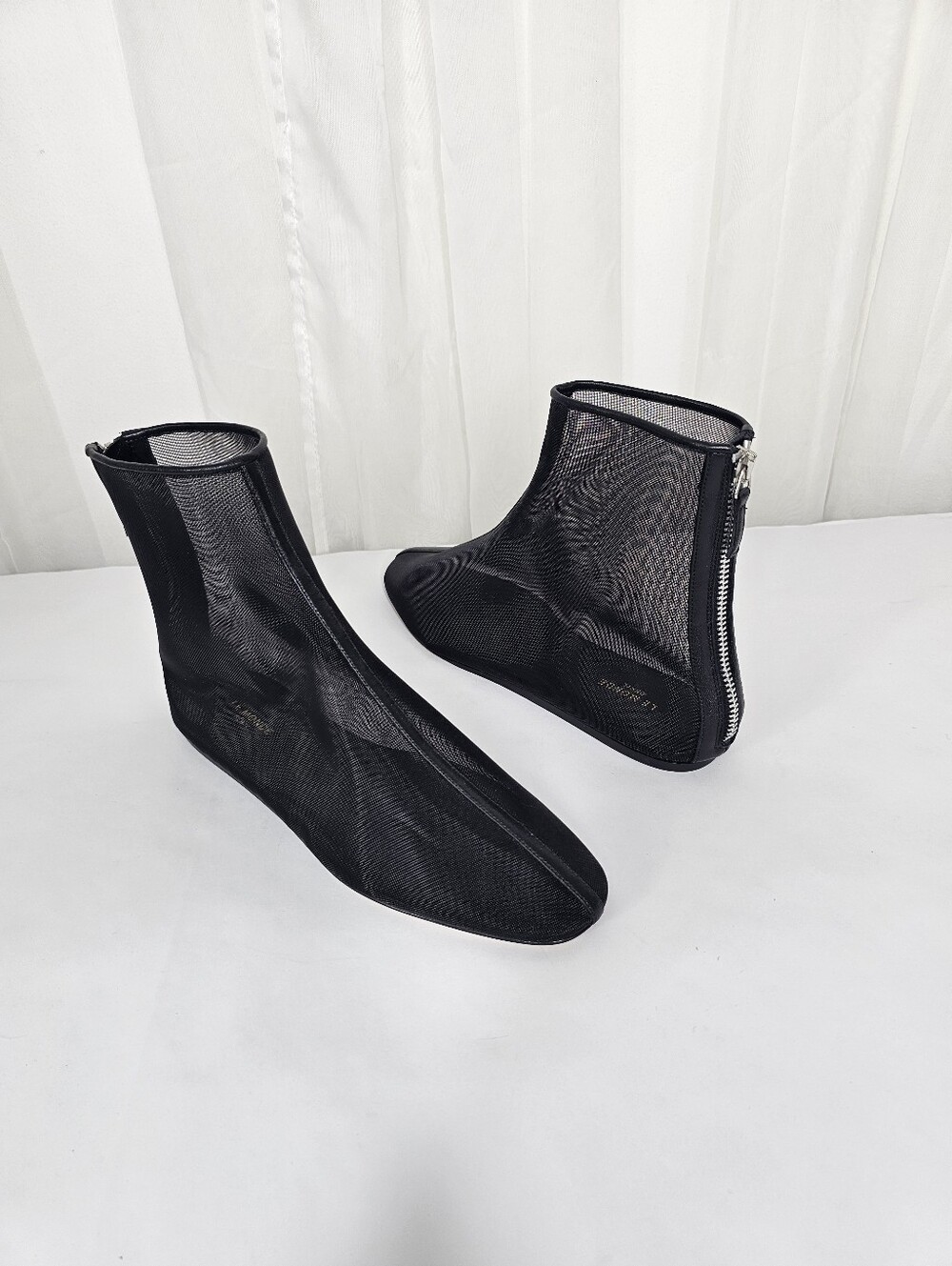 Le Monde Béryl Black Mesh Sock Boots Zip Back Bootie Size EU 38 NEW
